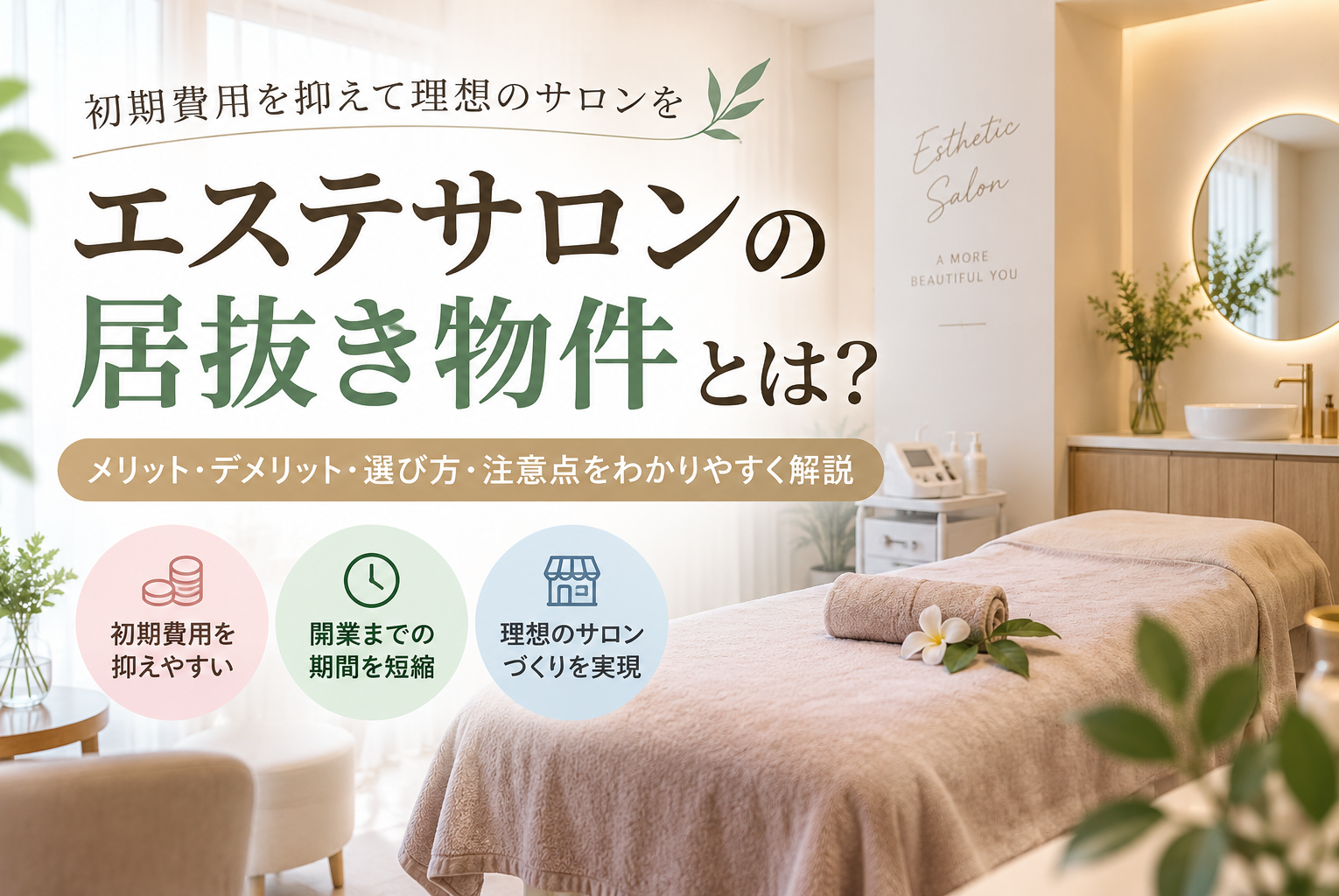 【サロン開業者向け】エステサロンの居抜き物件とは？メリット・デメリットから選び方・注意点まで完全解説